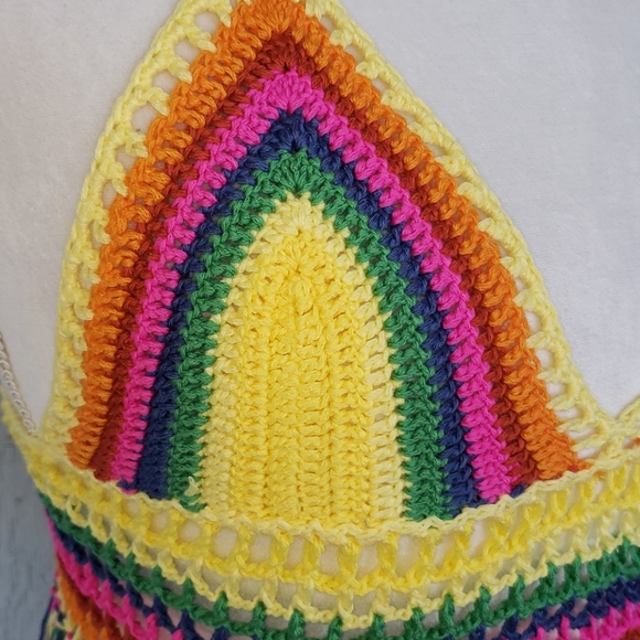 Tassels Crochet Bikini Top. Sexy Colorful Rainbow - Picture 8 of 14